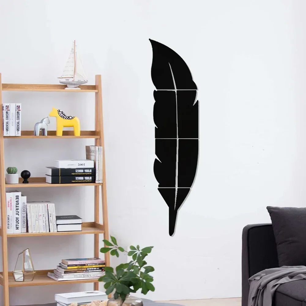 Acrylic 3D Feather Mirror Wall Sticker