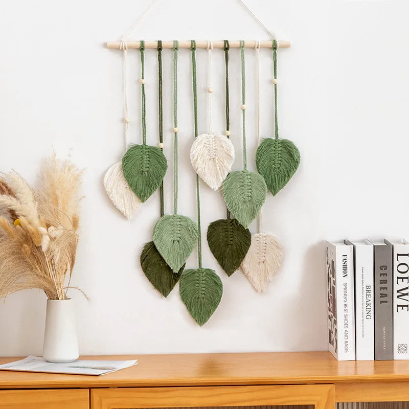 Handmade Woven Leaf Macrame Hanging Ornament