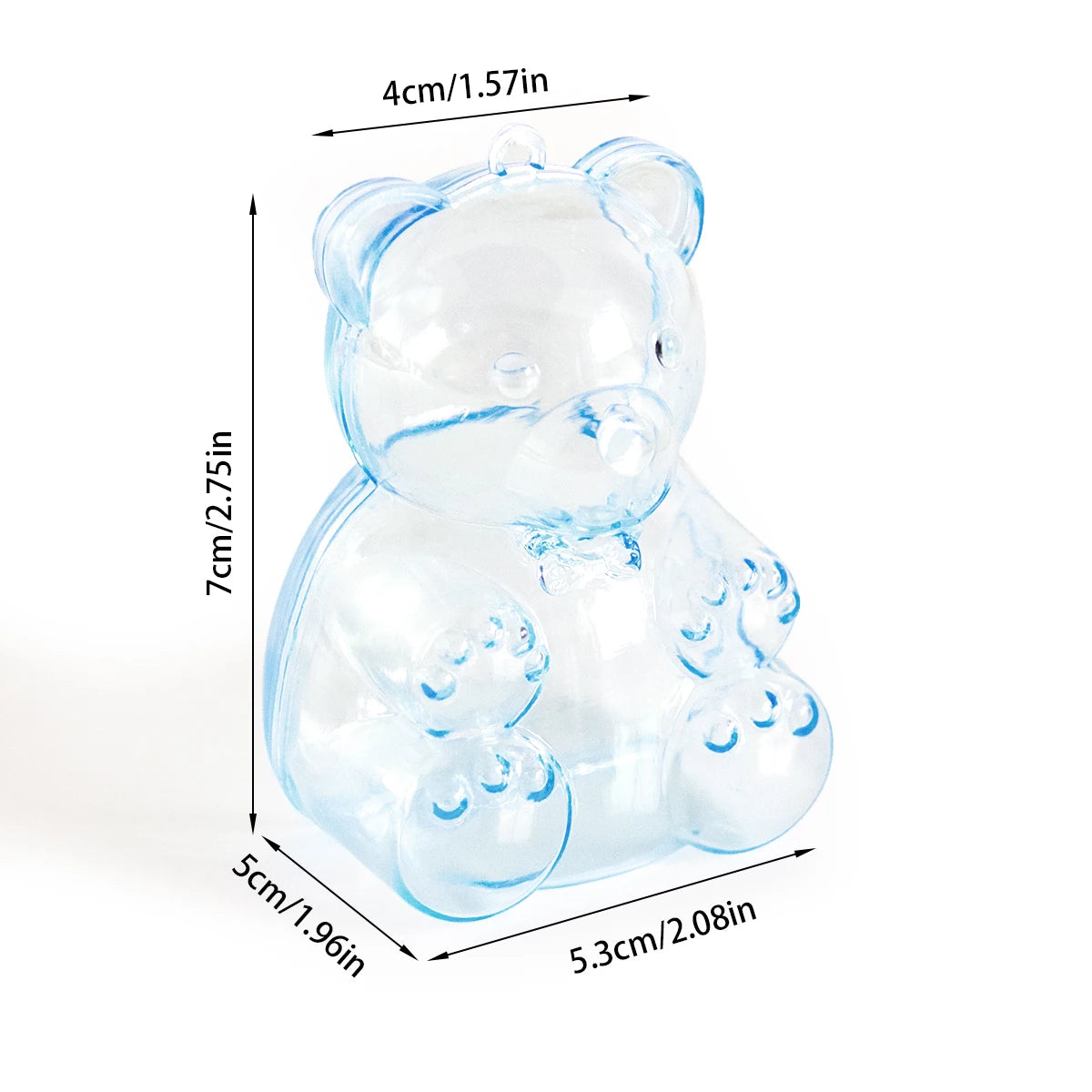 12pcs Cartoon Plastic Transparent Bear Shape Candy Box Creative Candy Box Snack Packaging Box Wedding Kids Birthday Supplies