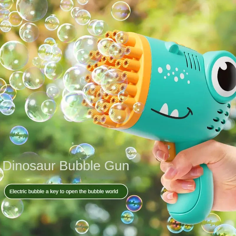 Dinosaur Bubble Gun Kids Toy 40 Hole Fully Automatic Multi Hole Bubble Machine Outdoor Entertainment Toy Gift No Bubble Water