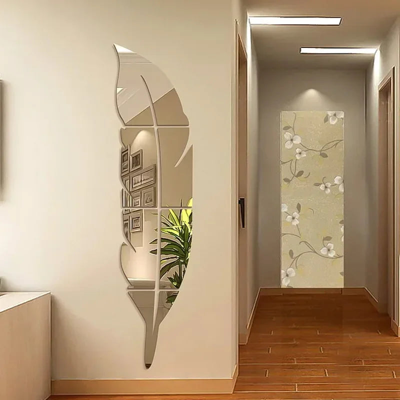 Acrylic 3D Feather Mirror Wall Sticker