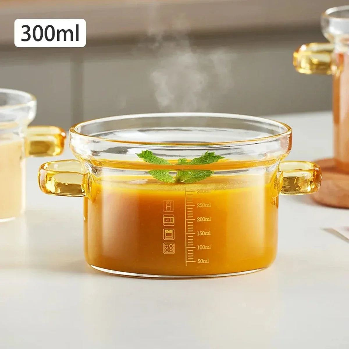 Kitchen Cooking Pot Double Ear High Borosilicate Stockpot with Scale Household Transparent Glass Saucepan Heatproof Pot Cookware