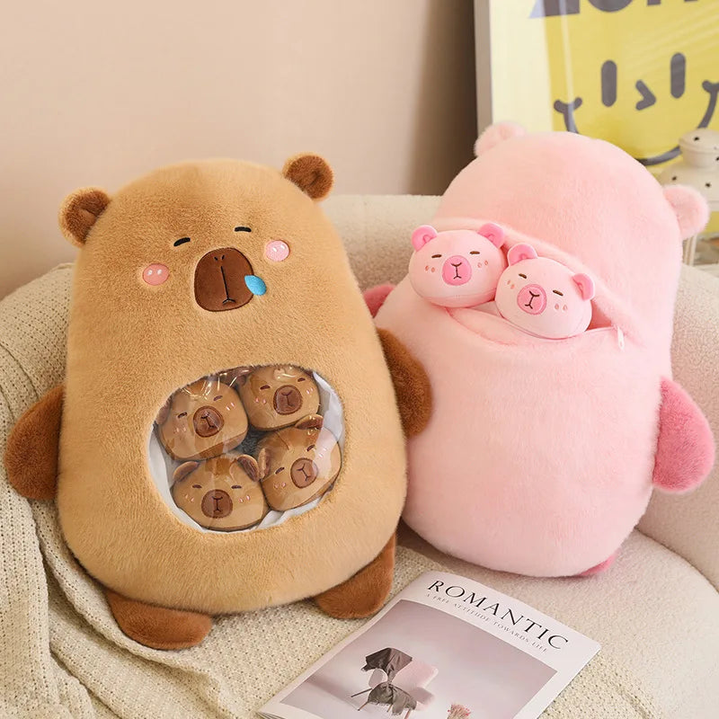 Six Balls Capybara Bag Cartoon Newt Animal Squishy Mini Dolls Plush Pillow Office Nap Food Snack Plushie Peluche Gift