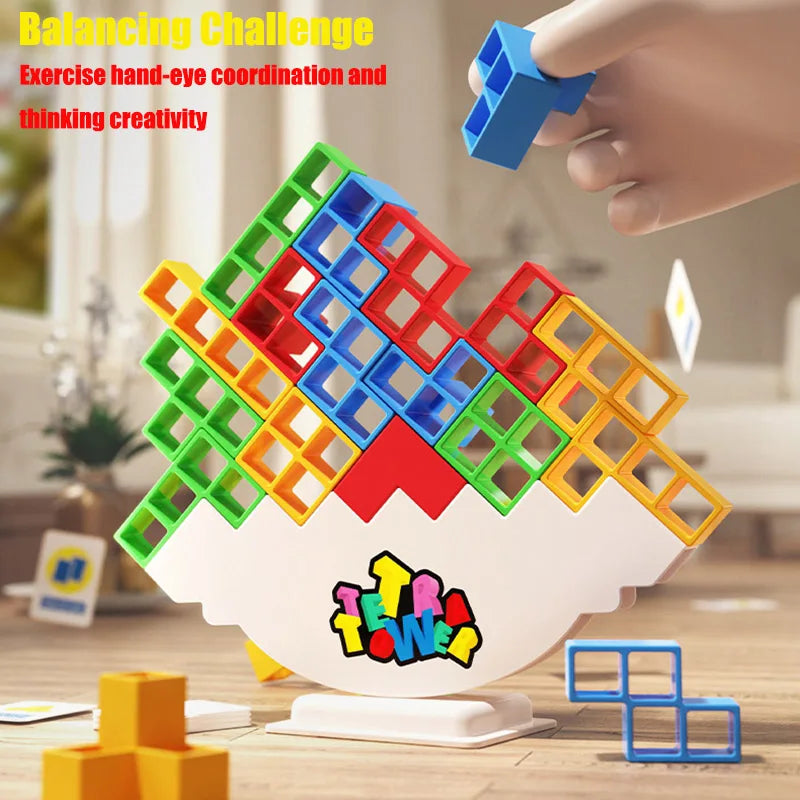 48-64PCS Tetra Tower Balance Stacking Building Blocks Board Game for Kids Adults Friends Team Family Game Kids Gifts