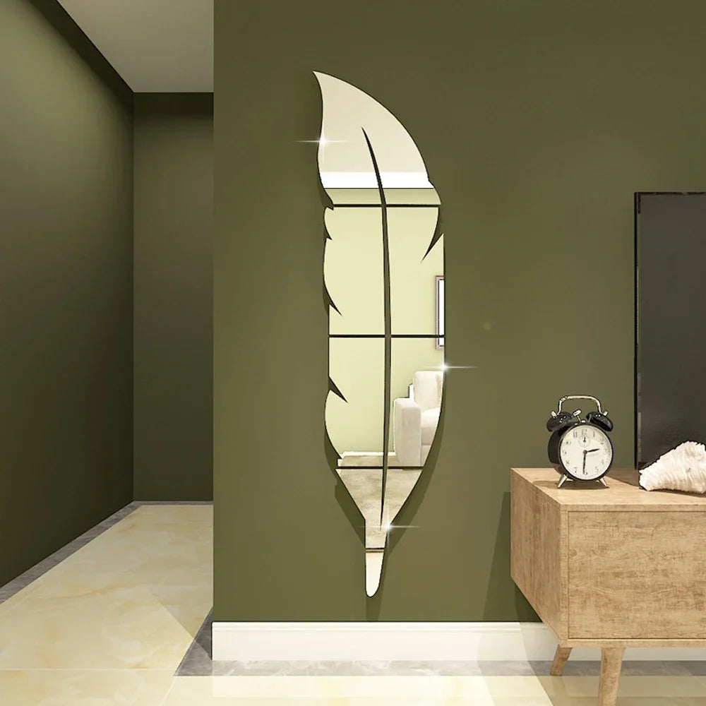 Acrylic 3D Feather Mirror Wall Sticker