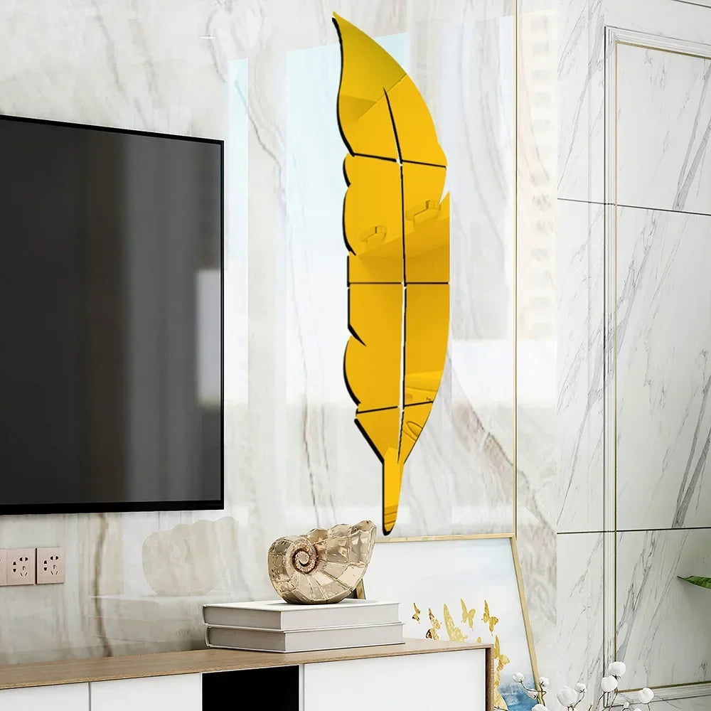 Acrylic 3D Feather Mirror Wall Sticker