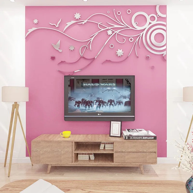 Mirror Flower Rattan Acrylic 3D Wall Stickers