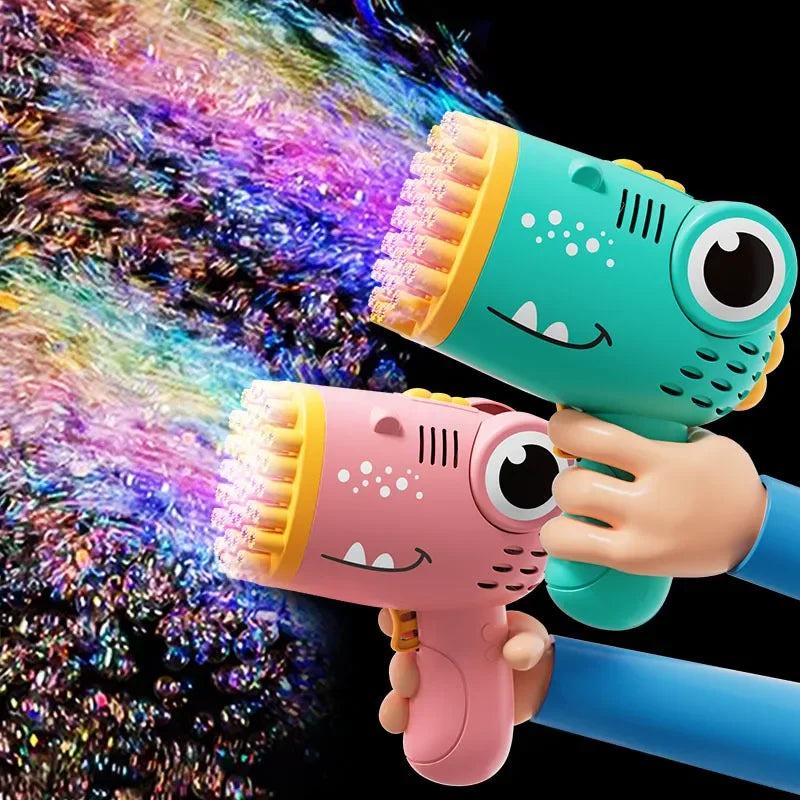 Dinosaur Bubble Gun Kids Toy 40 Hole Fully Automatic Multi Hole Bubble Machine Outdoor Entertainment Toy Gift No Bubble Water