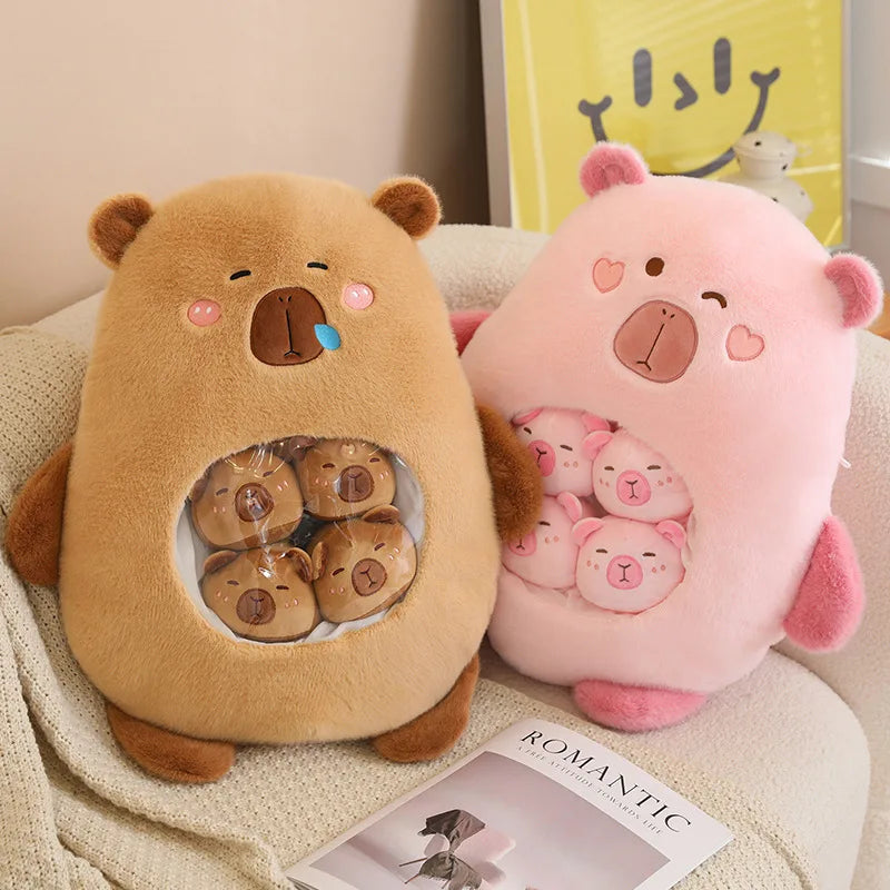 Six Balls Capybara Bag Cartoon Newt Animal Squishy Mini Dolls Plush Pillow Office Nap Food Snack Plushie Peluche Gift